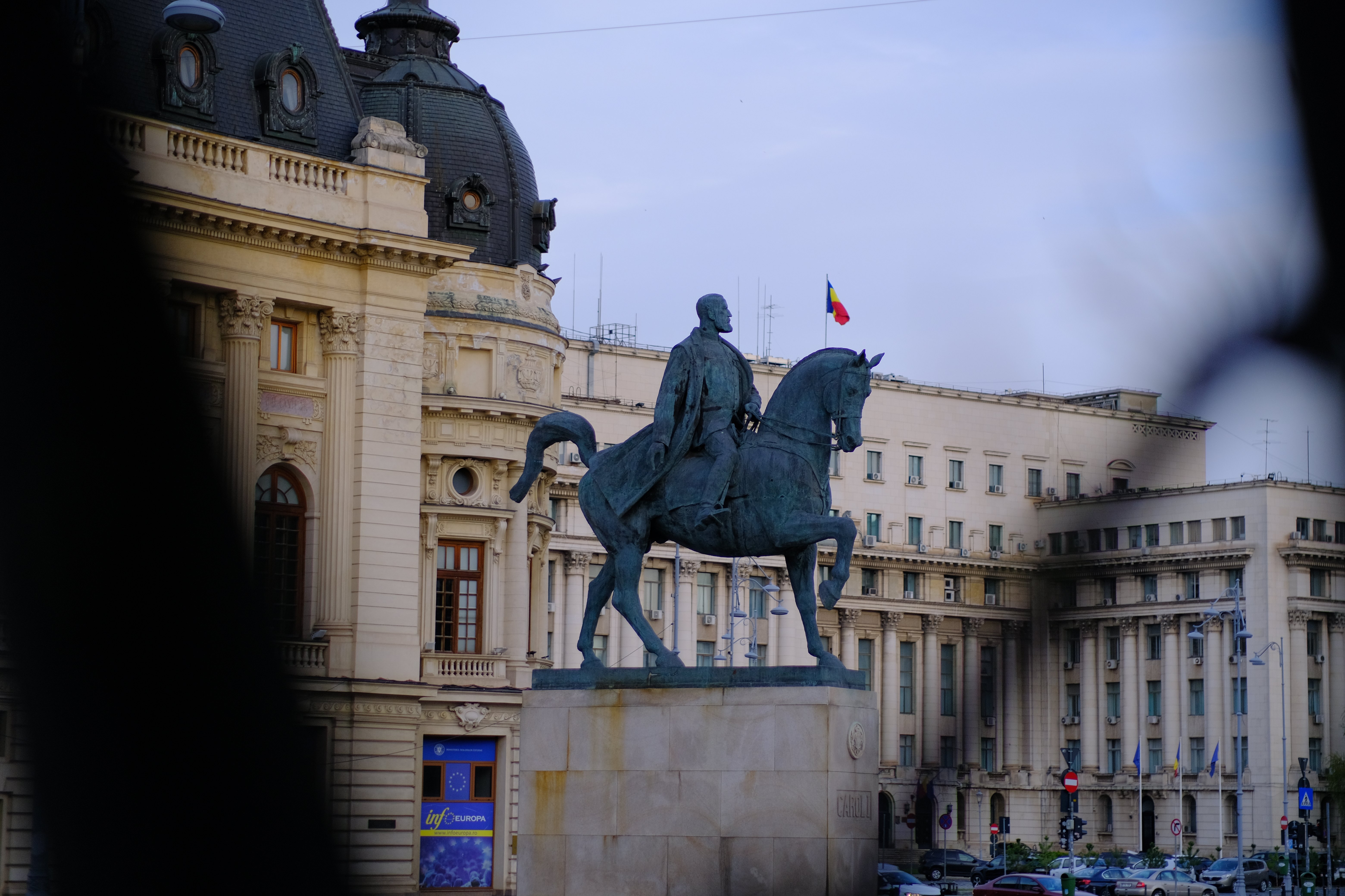 Equestrian statue in a park